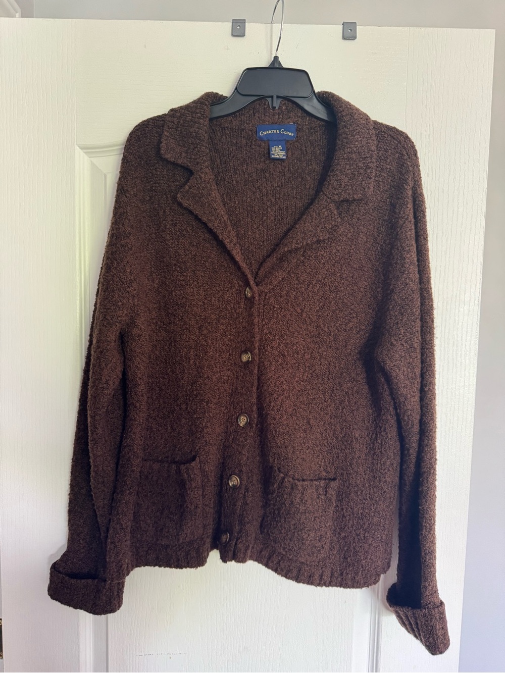 Charter Club Brown Button-Up Knit Cardigan